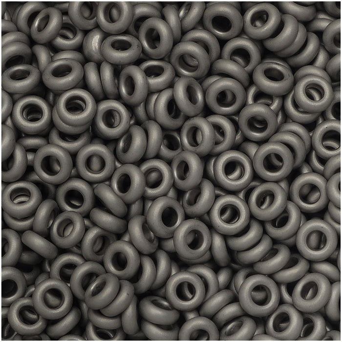 Toho Demi Round Seed Beads, Thin 8/0 (3mm), 7.4 Grams, #566 Metallic Silver Frosted Antique Silver