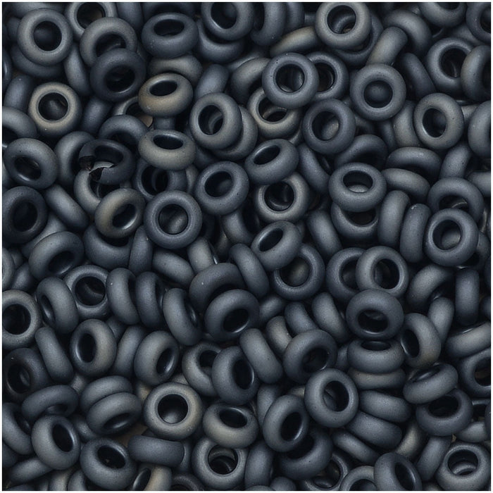 Toho Demi Round Seed Beads, Thin 8/0 (3mm) Size, 7.4 Grams, #612 Matte Gun Metal