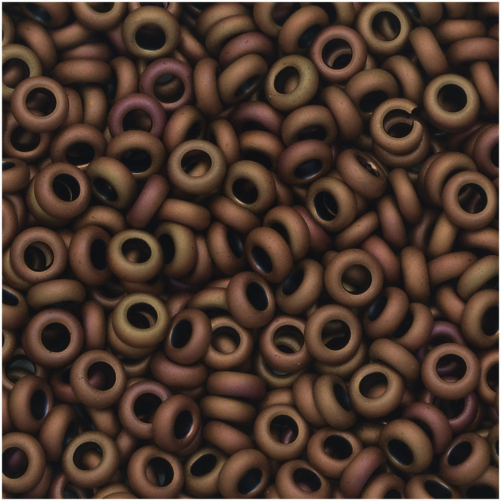 Toho Demi Round Seed Beads, Thin 8/0 (3mm) Size, 7.4 Grams, #618 Opaque Pastel Frosted Mudbrick