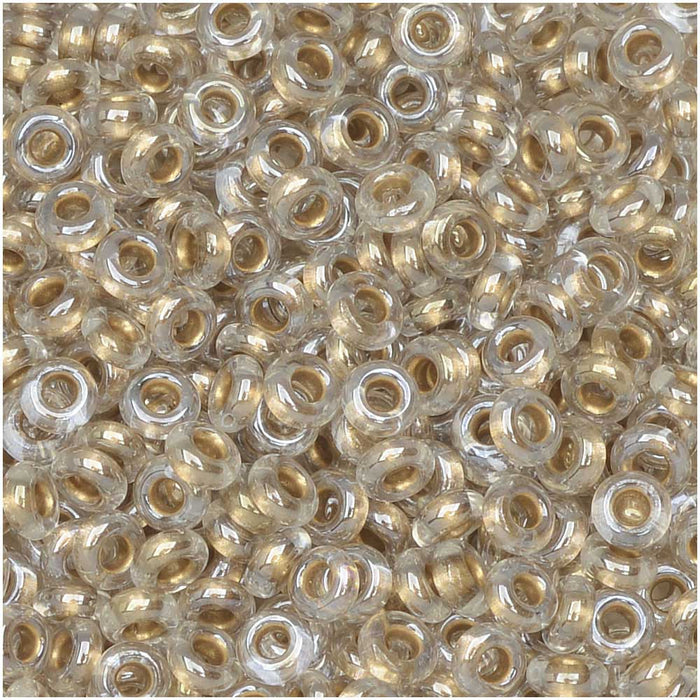 Toho Demi Round Seed Beads, Thin 8/0 (3mm) Size, #989 Gold Lined Crystal (7.4 Grams)