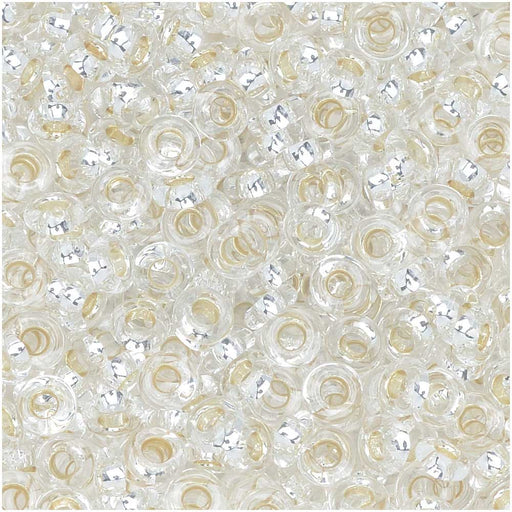 Toho Demi Round Seed Beads, Thin 8/0 (3mm), #PF21 PermaFinish Silver Lined Crystal (7.4 Grams)