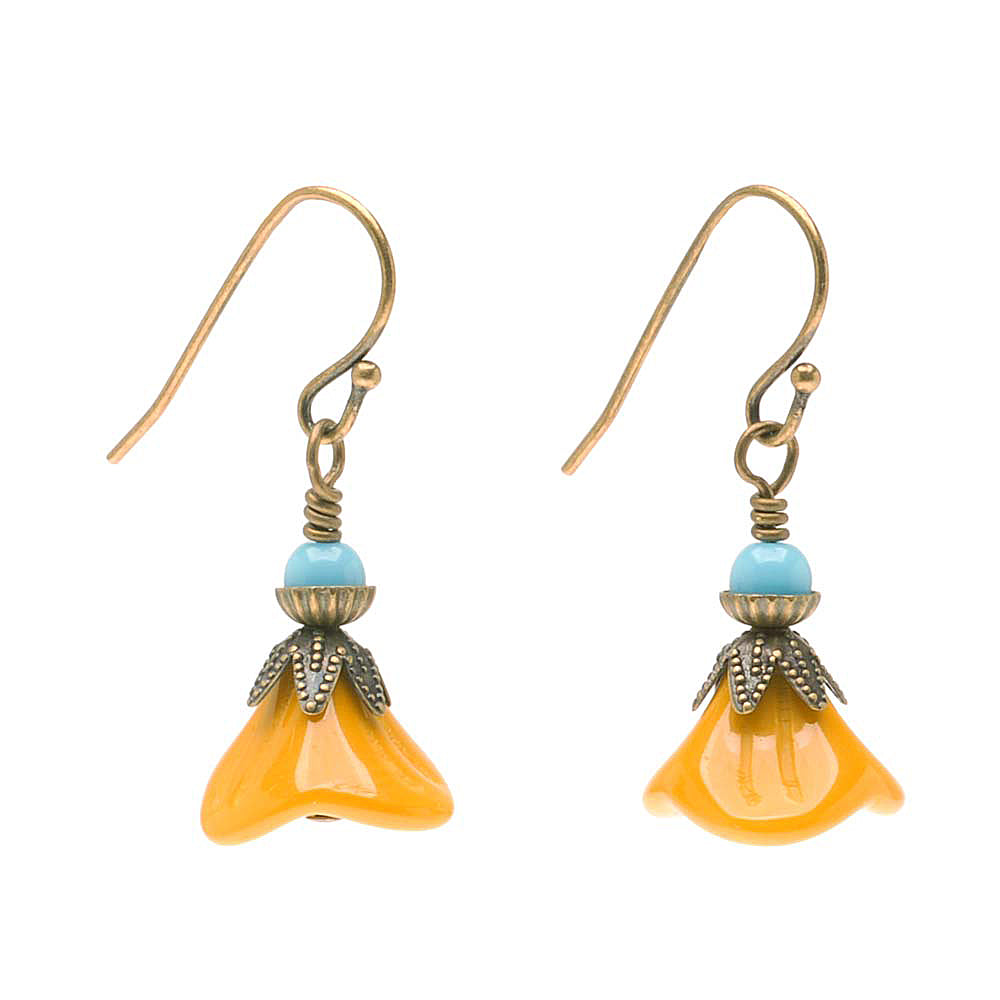 Mustard Flower Earrings