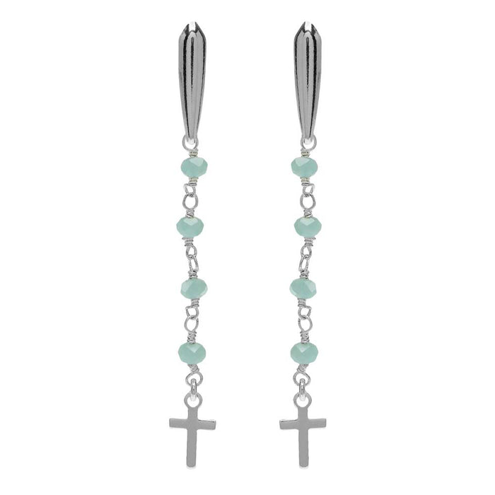 Retired - Amazonite Cross Earrings