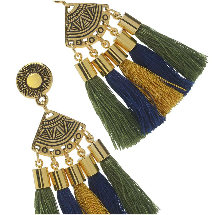 Golden Fan Tassel Earrings