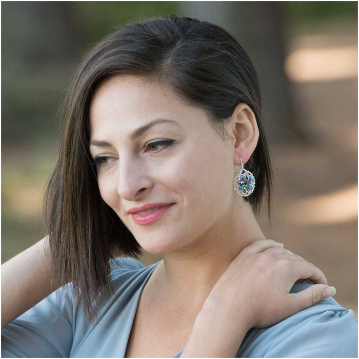 Lacy Floral Swirl Earrings in Vitrail