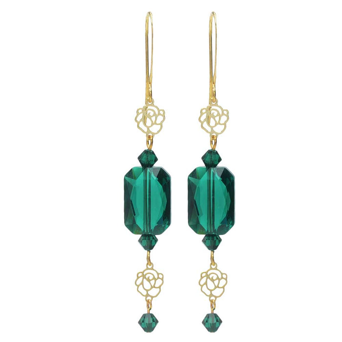Retired - Emerald Rose Earrings