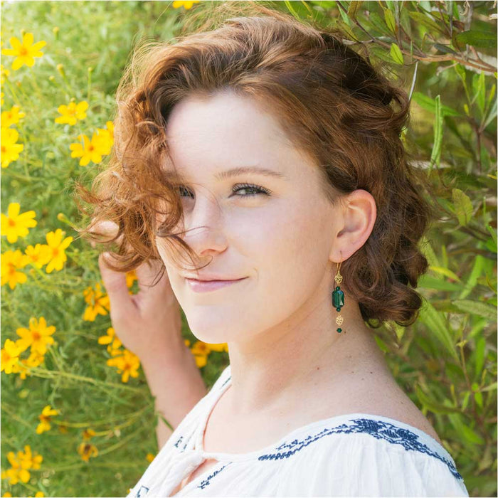 Retired - Emerald Rose Earrings
