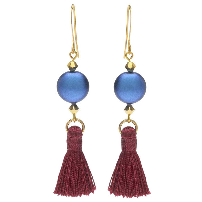 Blue Raspberry Tassel Earrings (Reboot)