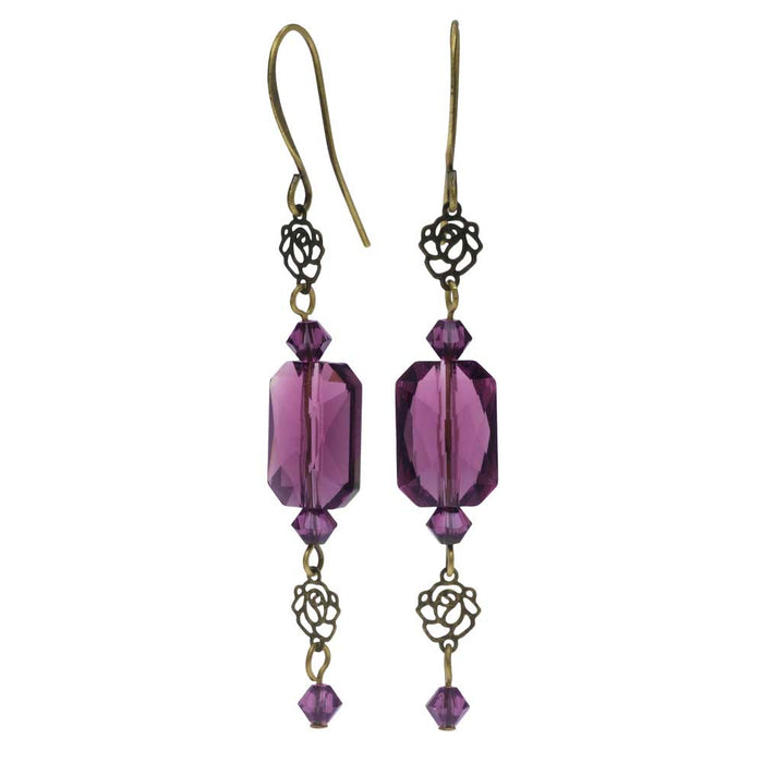 Retired - Amethyst Rose Earrings