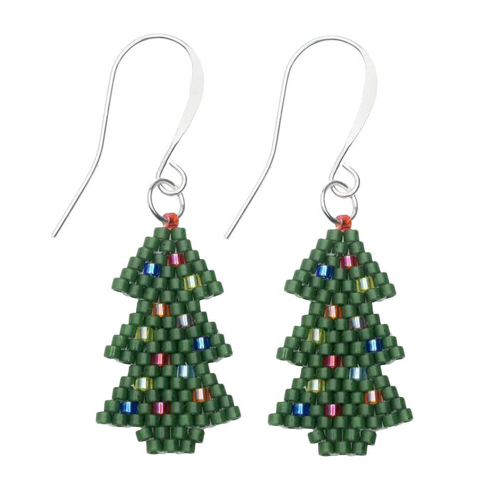 Beaded Christmas Tree Earrings