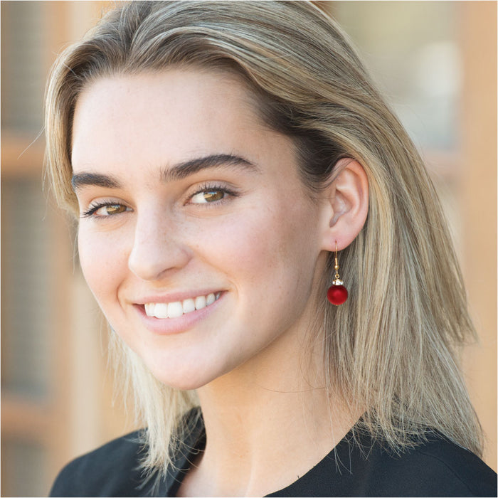 Christmas Ornament Earrings in Rouge and Gold