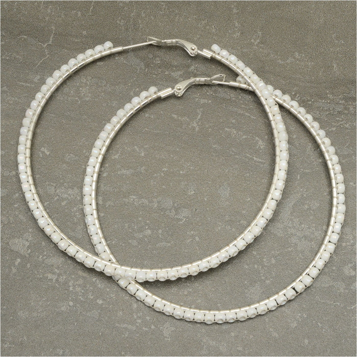White Hot Summer Hoop Earrings