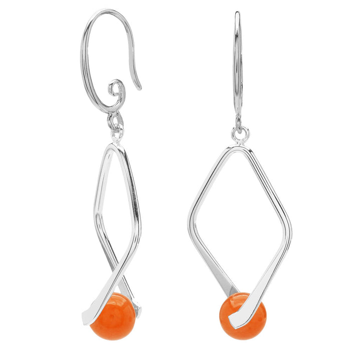 Gemstone Pinch Bail Earrings in Silver and Orange Aventurine