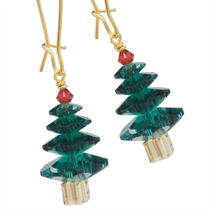 Retired - Emerald Christmas Tree Earrings
