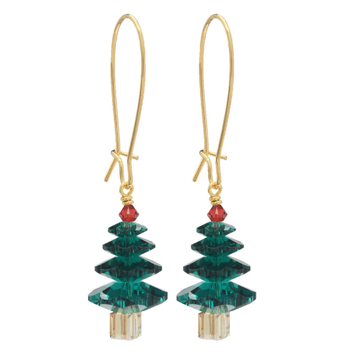 Retired - Emerald Christmas Tree Earrings