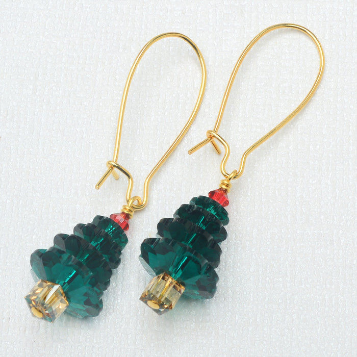 Retired - Emerald Christmas Tree Earrings