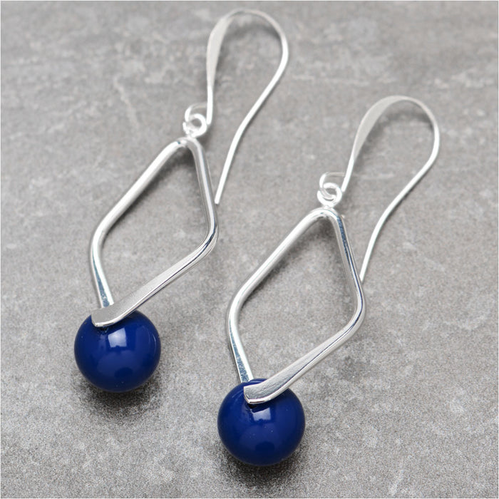 Navy Blue Diamond Earrings