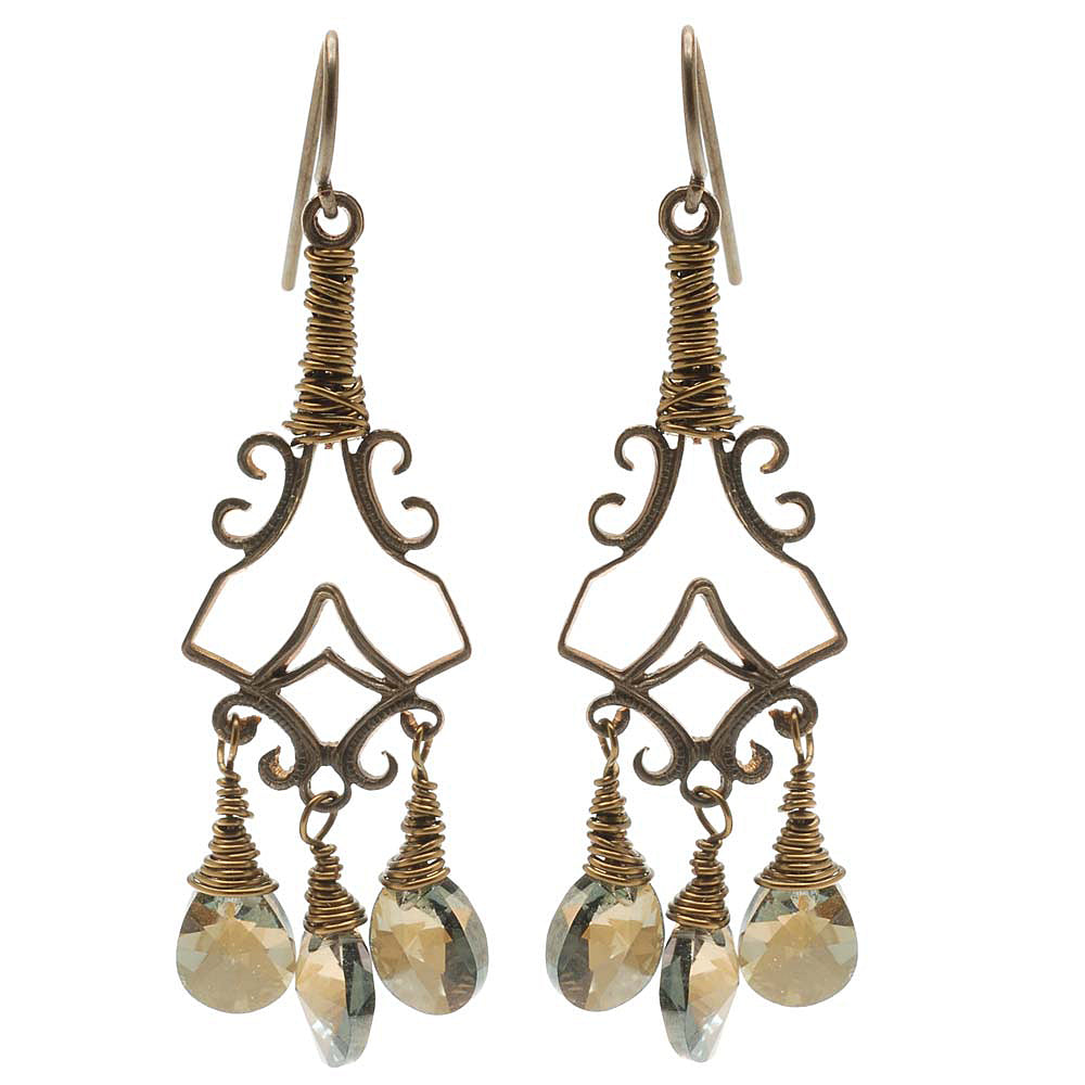 Retired - Crystal Bronze Shade Etruscan Earrings