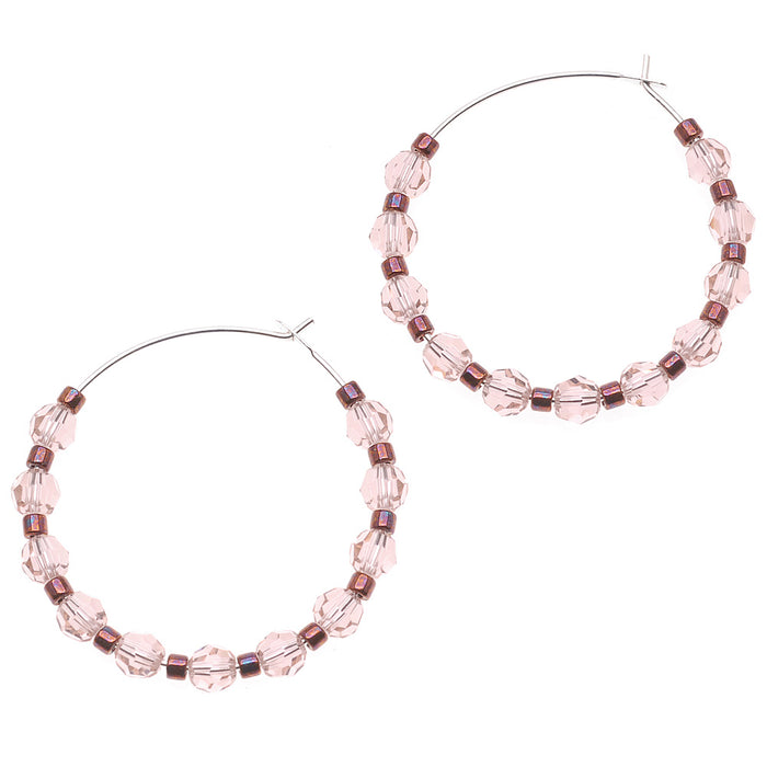 Retired - Raspberry Rose Hoop Earrings