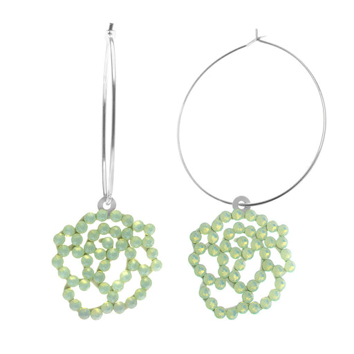 Retired - Chrysolite Opal Rose Hoop Earrings