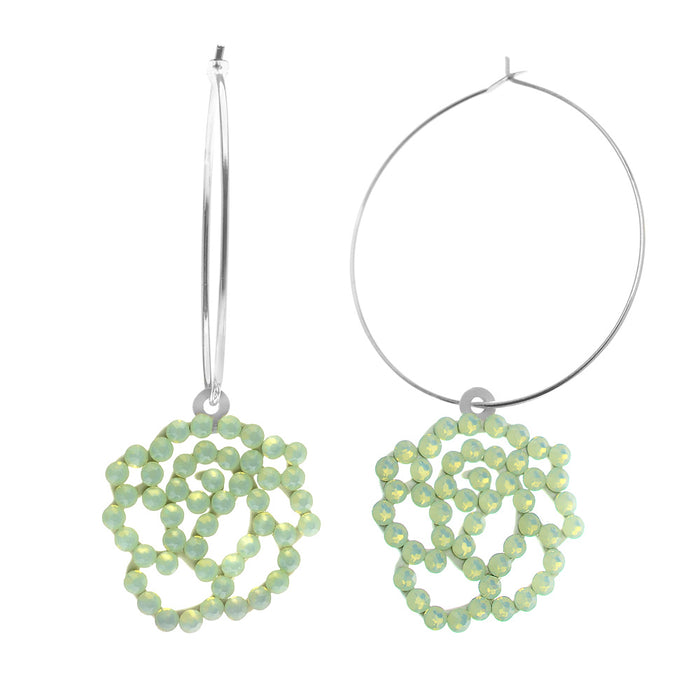 Retired - Chrysolite Opal Rose Hoop Earrings