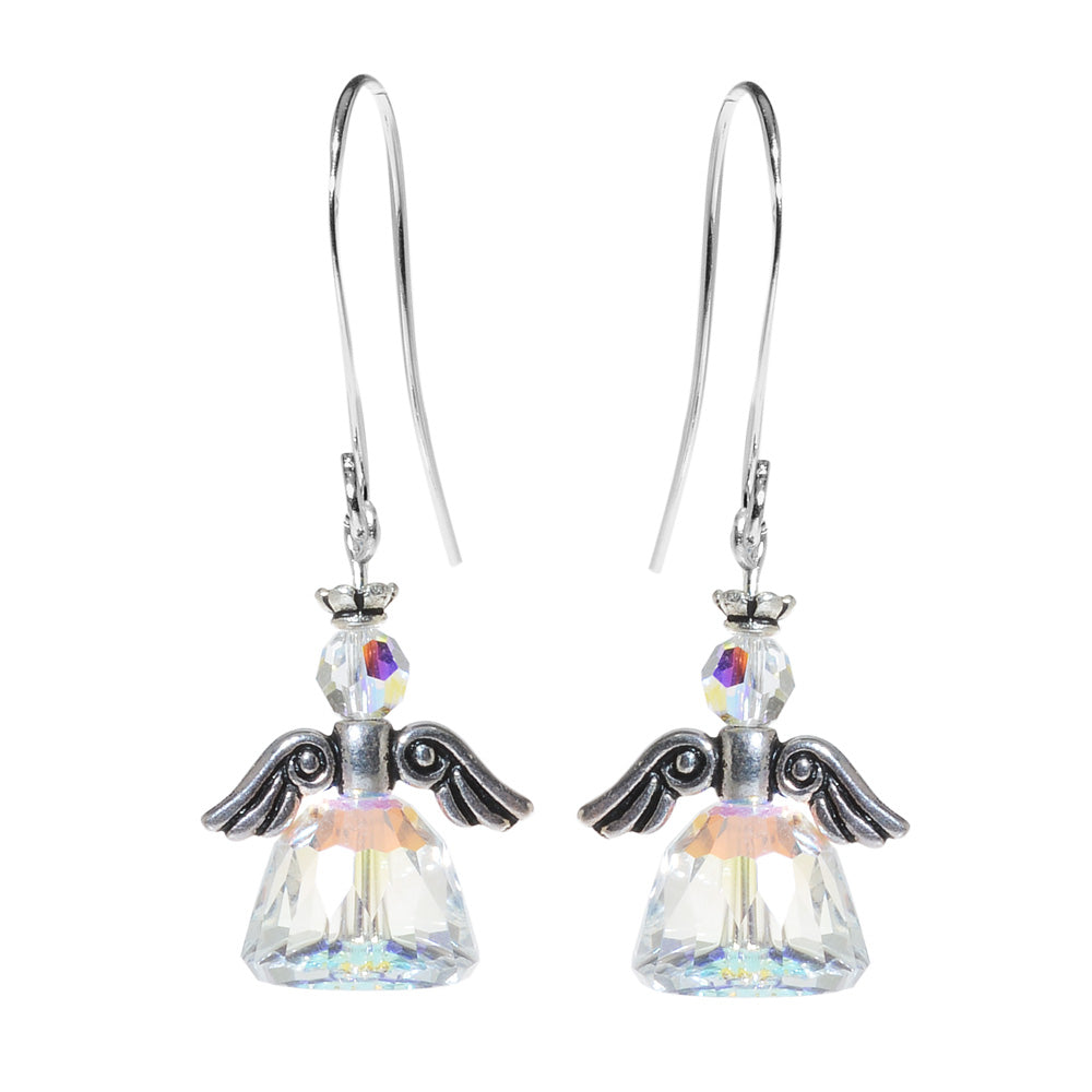 Starry Night Angel Earrings - Silver