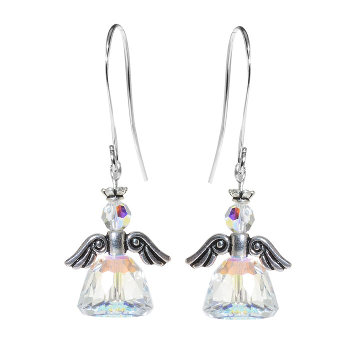 Starry Night Angel Earrings - Silver