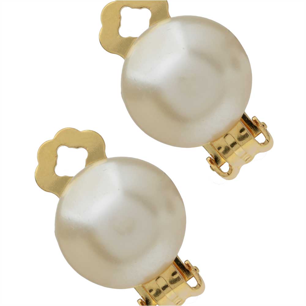 Pearl Cabochon Clip On Earrings