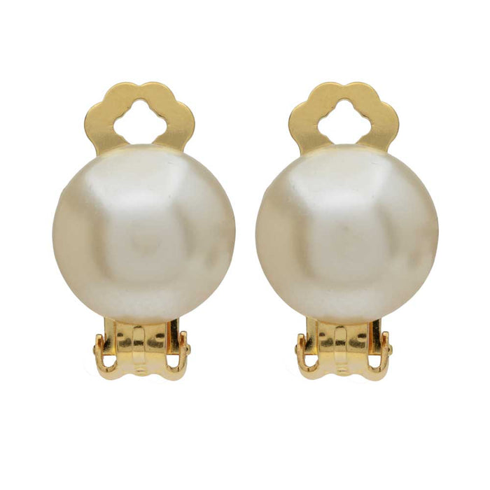 Pearl Cabochon Clip On Earrings
