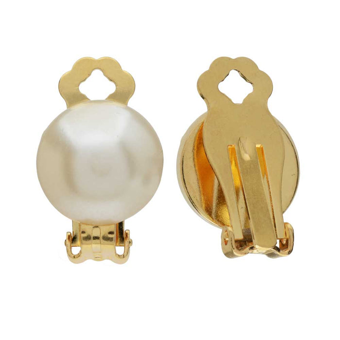 Pearl Cabochon Clip On Earrings