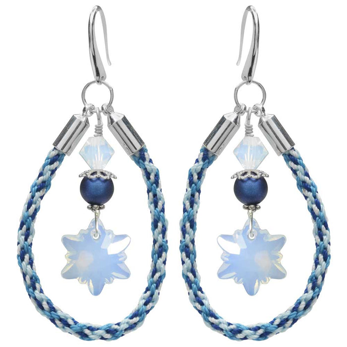 Retired - Kumihimo Loop Earrings in Ice Blue