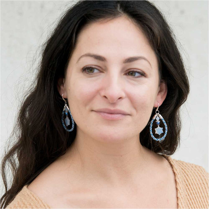 Retired - Kumihimo Loop Earrings in Ice Blue