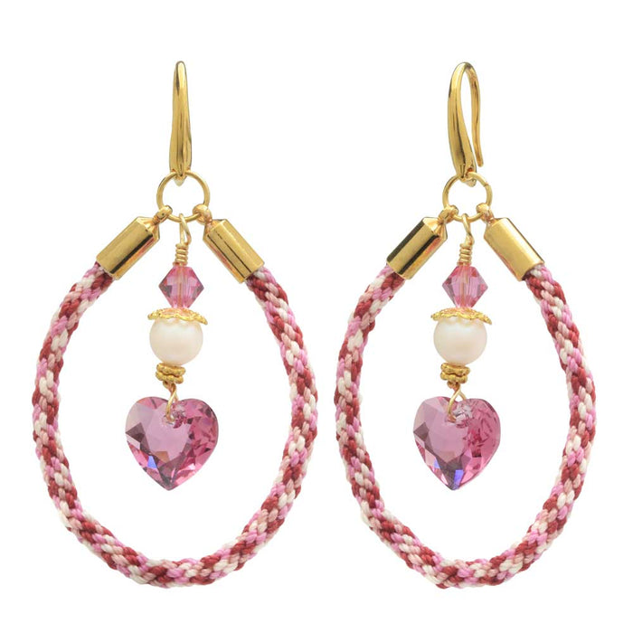 Retired - Kumihimo Loop Earrings in Rouge