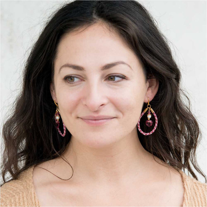 Retired - Kumihimo Loop Earrings in Rouge