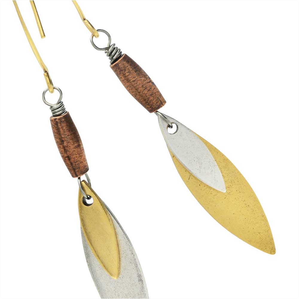 Retired - Antiqued Navette Leaf Earrings