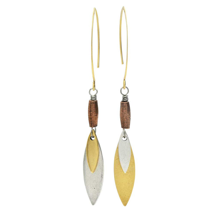 Retired - Antiqued Navette Leaf Earrings