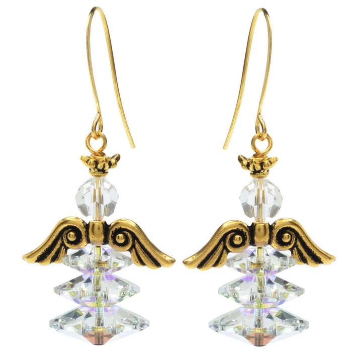 Ruffled Skirt Holiday Angel Earrings