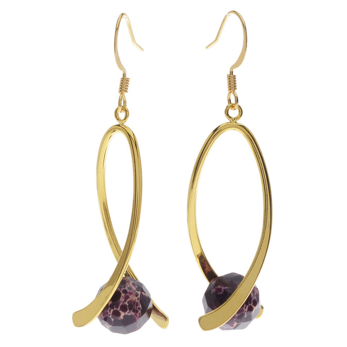 Pinch Bail Gemstone Earrings in Purple (Reboot)