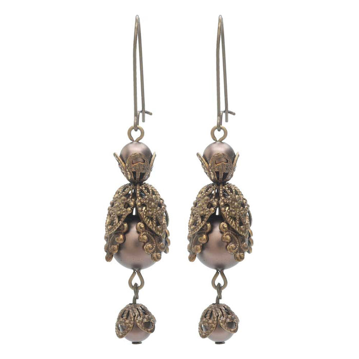 Retired - Velvet Brown Filigree Earrings