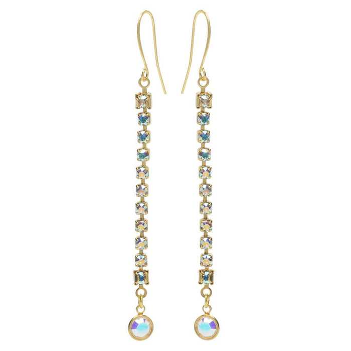 Retired - Austrian Crystal Rhinestone Drop Earrings in Gold