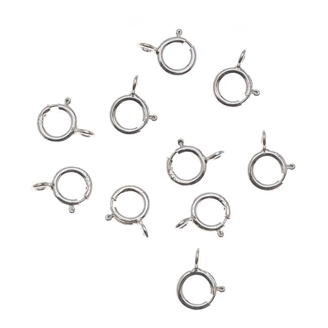 Spring Ring Clasps, Round with Open Ring 5mm, Sterling Silver (10 Pieces)