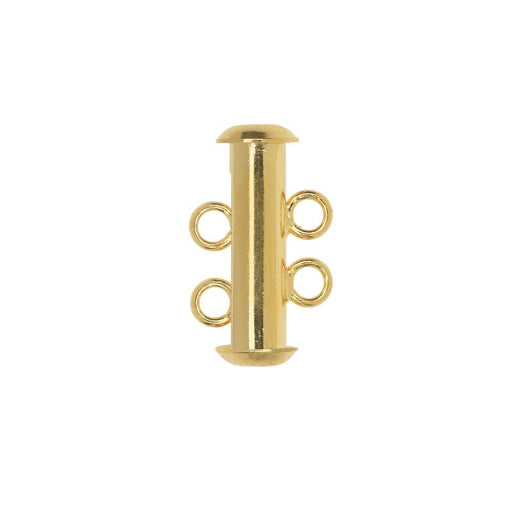 Magnetic Clasps, 2-Strand Slide Tube 17x4mm, Gold Plated (1 Set)