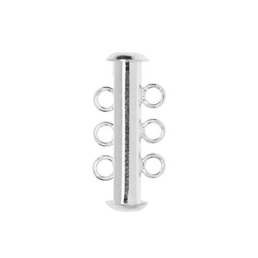 Magnetic Clasps, 3-Strand Slide Tube 22x4mm, Silver Plated (1 Set)