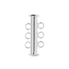 Magnetic Clasps, 3-Strand Slide Tube 22x4mm, Silver Plated (1 Set)