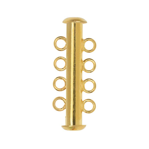Magnetic Clasps, 4-Strand Slide Tube 27x4mm, Gold Plated (1 Set)