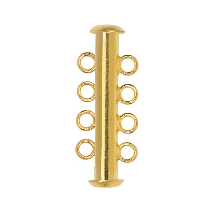 Magnetic Clasps, 4-Strand Slide Tube 27x4mm, Gold Plated (1 Set)