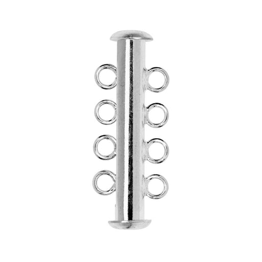 Magnetic Clasps, 4-Strand Slide Tube 27x4mm, Silver Plated (1 Set)