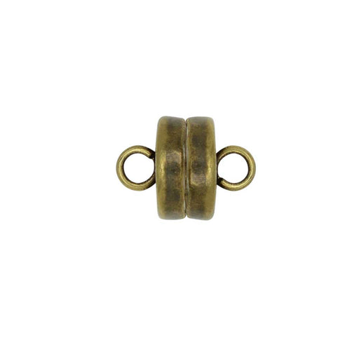 Magnetic Clasps, with Loops 7mm Diameter, Antiqued Brass Plated (1 Set)
