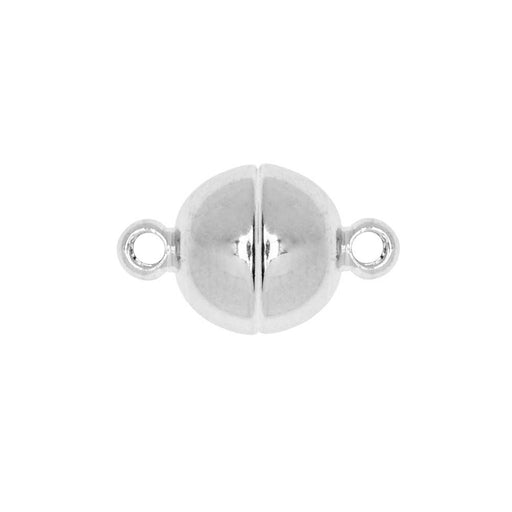 Magnetic Clasps, Smooth Round Ball with Loops 8mm Diameter, Silver Tone Brass (1 Set)
