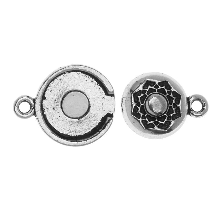 TierraCast Magnetic Clasps, Lotus 14.2x20.5mm, Antiqued Silver Plated (1 Set)